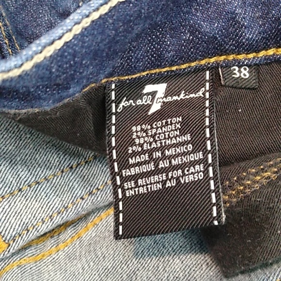 7 For All Mankind "Carsen" Dark Blue Slim Jeans Size 38 - Picture 9 of 9